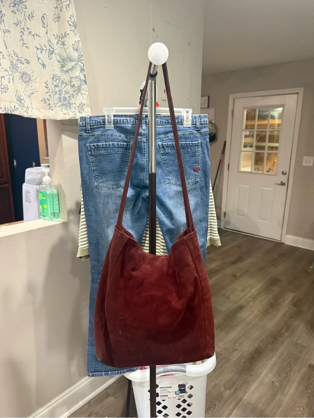 Burgundy Suede ITALIAN LEATHER  Shoulder Bag